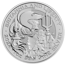 Pre-Owned UK Britannia and Liberty 1oz Silver Coin - Mixed Dates - VAT Free