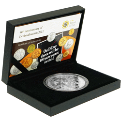 Pre-Owned 2011 UK 40th Anniversary of Decimalisation 5oz Proof Silver Medal