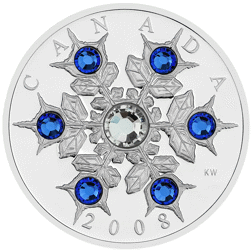 Pre-Owned 2008 Canadian Crystal Snowflake $20 Proof Silver Coin - VAT Free