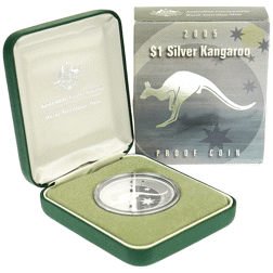 Pre-Owned 2005 Australia Kangaroo 1oz Proof Silver Coin - VAT Free