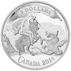 Pre-Owned 2014 Canadian Bank Note George and the Dragon $5 Proof Silver Coin - VAT Free