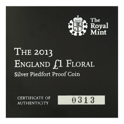 Pre-Owned 2013 UK Floral Icons England £1 Piedfort Proof Design Silver Coin - VAT Free