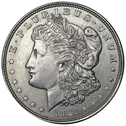 Pre-Owned 1921 USA Morgan Dollar Denver Silver Coin - VAT Free