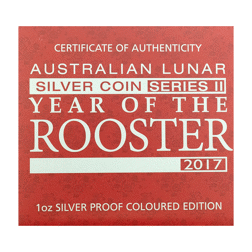 Pre-Owned 2017 Australian Lunar Rooster Colourised Edition 1oz Proof Silver Coin - VAT Free