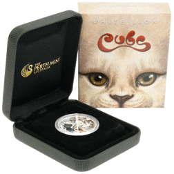 Pre-Owned 2016 Australian Cubs White Lion Colourised 1/2oz Proof Silver Coin - VAT Free