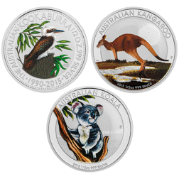 Pre-Owned 2015 Australian Outback Colourised 1/2oz Silver 3-Coin Set - VAT Free