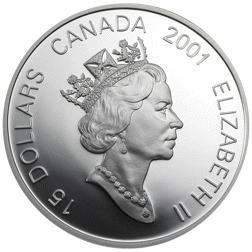 Pre-Owned 2001 Canadian Lunar Snake Gilded 1oz Proof Silver Coin - VAT Free