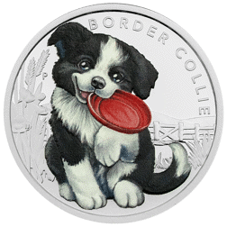 Pre-Owned 2018 Australian Puppies Border Collie Colourised 1/2oz Proof Silver Coin - VAT Free