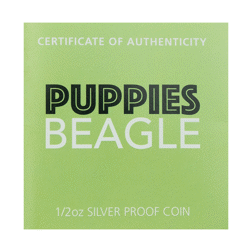 Pre-Owned 2018 Australian Puppies Beagle Colourised 1/2oz Proof Silver Coin - VAT Free