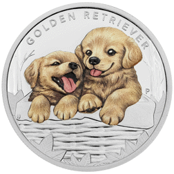 Pre-Owned 2018 Australian Puppies Golden Retriever Colourised 1/2oz Proof Silver Coin - VAT Free