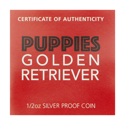 Pre-Owned 2018 Australian Puppies Golden Retriever Colourised 1/2oz Proof Silver Coin - VAT Free