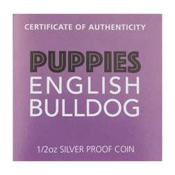 Pre-Owned 2018 Australian Puppies English Bulldog Colourised 1/2oz Proof Silver Coin - VAT Free