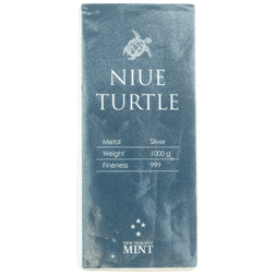 Pre-Owned 2016 Niue Turtle $30 1kg Silver Coin Bar - VAT Free