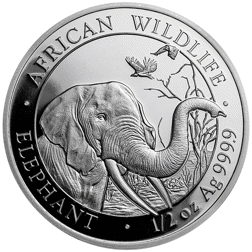 Pre-Owned Somalian Elephant 1/2oz Silver Coin - Mixed Dates - VAT Free