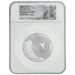 Pre-Owned 2019 UK Tower Of London: Legend of the Ravens 5oz Proof Silver Coin - NGC Graded PF69 - 48