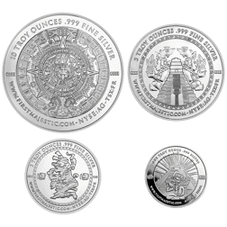 Pre-Owned USA First Majestic Mayan Silver 4-Round Set
