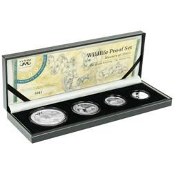 Pre-Owned 2005 South African Hunters of Africa: The African Wild Dog Proof Silver 4-Coin Set