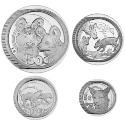 Pre-Owned 2005 South African Hunters of Africa: The African Wild Dog Proof Silver 4-Coin Set