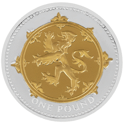 Pre-Owned 2008 UK Rampant Lion £1 Proof Design Gold-Gilded Silver Coin - VAT Free