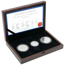 Pre-Owned Canadian Voyageur Silver 3-Coin Set - VAT Free
