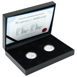 Pre-Owned Canadian Santa Claus and Magical Reindeer $20 Silver 2-Coin Set - VAT Free