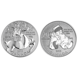 Pre-Owned Canadian Santa Claus and Magical Reindeer $20 Silver 2-Coin Set - VAT Free