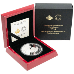 Pre-Owned 2014 Canadian Maple 5oz Proof Silver Coin - VAT Free