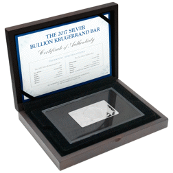 Pre-Owned 2017 South Africa 50th Anniversary Krugerrand Reverse Proof 4oz Silver Bar with 1oz Silver