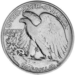 Pre-Owned 1943 USA Walking Liberty Half Dollar Philadelphia Mint Silver Coin - VAT Free