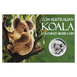 Pre-Owned 2014 Australian Koala 1oz Colourised Silver Coin  - VAT Free