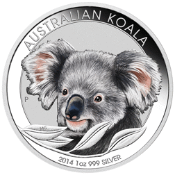 Pre-Owned 2014 Australian Koala 1oz Colourised Silver Coin - VAT Free