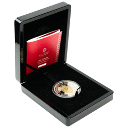Pre-Owned 2016 St Helena Guinea Bicentenary 5oz Silver Proof Gilded Coin - VAT Free