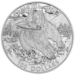 Pre-Owned 2014 Canadian Grizzly Bear 1oz Matte Proof Silver Coin - VAT Free