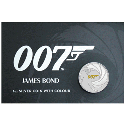 Pre-Owned 2021 Tuvalu James Bond 007 Colourised 1oz Silver Coin - Carded - VAT Free