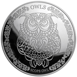 Pre-Owned 2018 Tokelau Wisdom of Owls Scops Owl $5 Proof Silver Coin - VAT Free