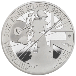 Pre-Owned 2017 UK Britannia 5oz Proof Silver Coin - VAT Free