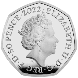 Pre-Owned 2022 UK BBC 100th Anniversary 50p Piedfort Proof Silver Coin - VAT Free