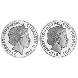 Pre-Owned 2011 UK Royal Wedding Prince William and Catherine Middleton £5 Proof Silver 2-Coin Set -