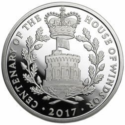 Pre-Owned 2017 UK House of Windsor Centenary £5 Piedfort Proof Silver Coin - VAT Free