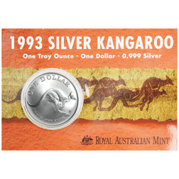Pre-Owned 1993 Royal Australian Mint Kangaroo 1oz Silver Coin - Carded - VAT Free