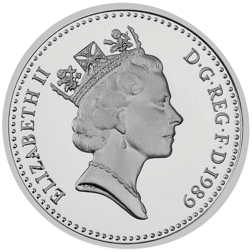 Pre-Owned 1989 UK £1 Piedfort Proof Design Silver Coin - VAT Free