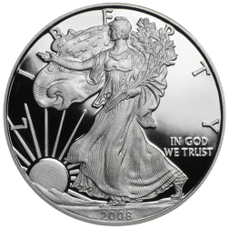 Pre-Owned 2008 USA Eagle 1oz Proof Silver Coin - VAT Free