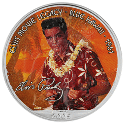 Pre-Owned 2005 USA Eagle 'Elvis Presley: Blue Hawaii' Colourised 1oz Silver Coin - VAT Free