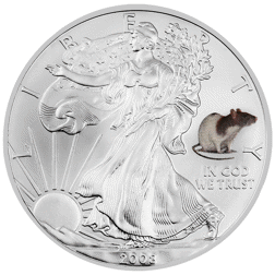 Pre-Owned 2008 USA Eagle 'Privy Rat' 1oz Silver Coin - VAT Free