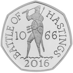 Pre-Owned 2016 Battle of Hastings 50p Proof Design Silver Coin - VAT Free