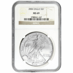 Pre-Owned 2006 USA Eagle 1oz Silver Coin - NGC Graded MS69 - 3788561-167 - VAT Free
