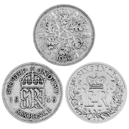 Pre-Owned UK 'The Windsor Silver Sixpence' 3-Coin Collection - VAT Free
