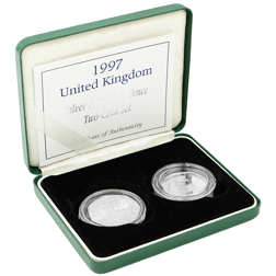 Pre-Owned 1997 UK 50p Proof Silver 2-Coin Set - VAT Free
