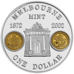 Pre-Owned 2002 Australian Melbourne Mint 130th Anniversary 1oz Proof Silver Coin - VAT Free