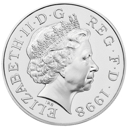 Pre-Owned 1998 UK Prince of Wales 50th Birthday £5 Proof Design Silver Coin  - VAT Free